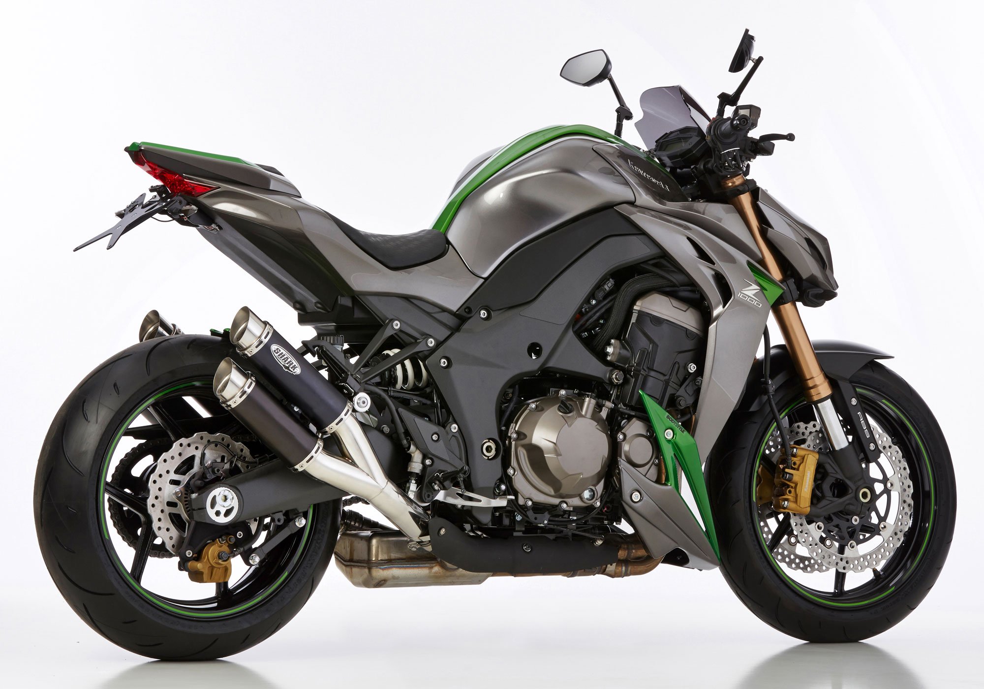 サイズ変更オプション サイレンサー 川崎Z 1000 2014 2015マフラー矢印雷アルブホワイトCC KAWASAKI Z 1000 2014  2015 Muffler ARROW THUNDER ALU White CC