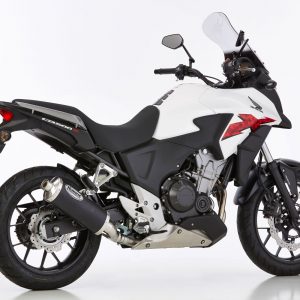 Wydechowy HONDA CB500X anno 2017 - 2018 Zacisk wydechowy HURRIC Rac 1 Slip on in Anodyzowane aluminum kolor czarne