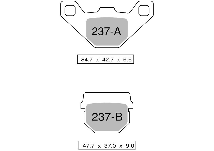 Front organic brake pads rear TROFEO compatible with ADLY ATV ATV 300 2005 –