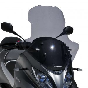 Parabrezza cupolino alto protezione maggiorata (70cm+protections of hands ) Ermax per Piaggio MP3 350 and 500 HPE (Sport-Business ) 2018 - 2019 - 2020  nero chiaro fume