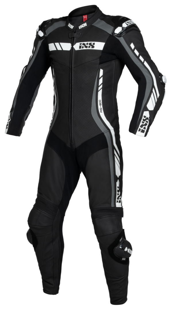 IXS RS 800 Jednodílný motocyklový kožený oblek černo/šedobílý