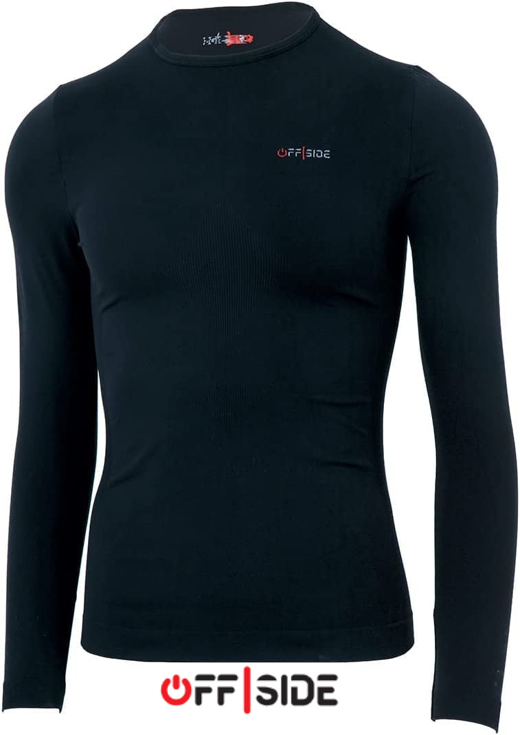 Maglia Termica Tecnica Uomo microforata Intima Sportiva Antivento Termica  Invernale a Maniche Lunghe Girocollo Nera Made in Italy 