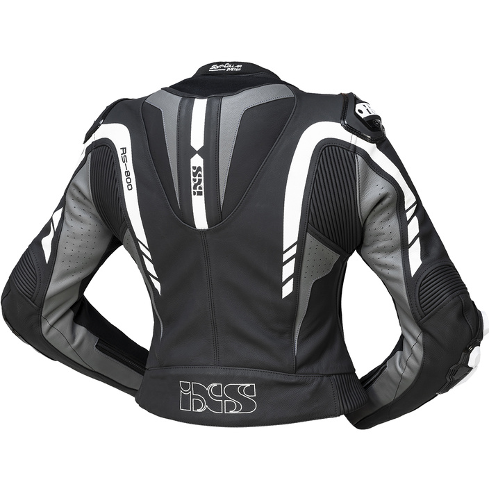 Dámský dvoudílný kožený motocyklový oblek IXS LD RS-800 1.0 černá/šedá/bílá