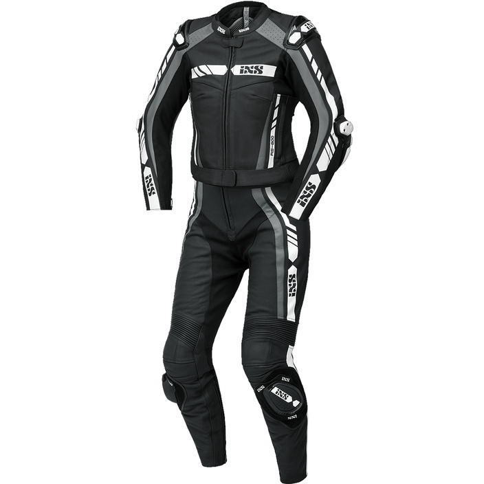 Dámský dvoudílný kožený motocyklový oblek IXS LD RS-800 1.0 černá/šedá/bílá