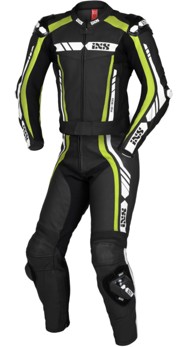 IXS RS-800 1.0 two-piece motorcycle sport leather suit black-yellow-white