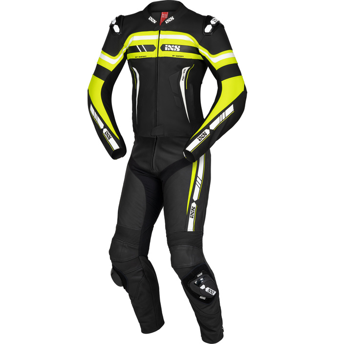 IXS RS-700 two-piece motorcycle sport leather suit black-yellow-white