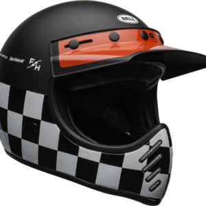 Bell Moto-3 Fasthouse Checkers Schwarz/Weiß/Rote Opaco/glänzend
