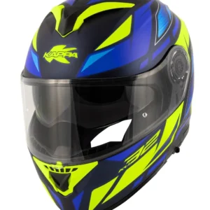 casco moto kappa modulare blu giallo